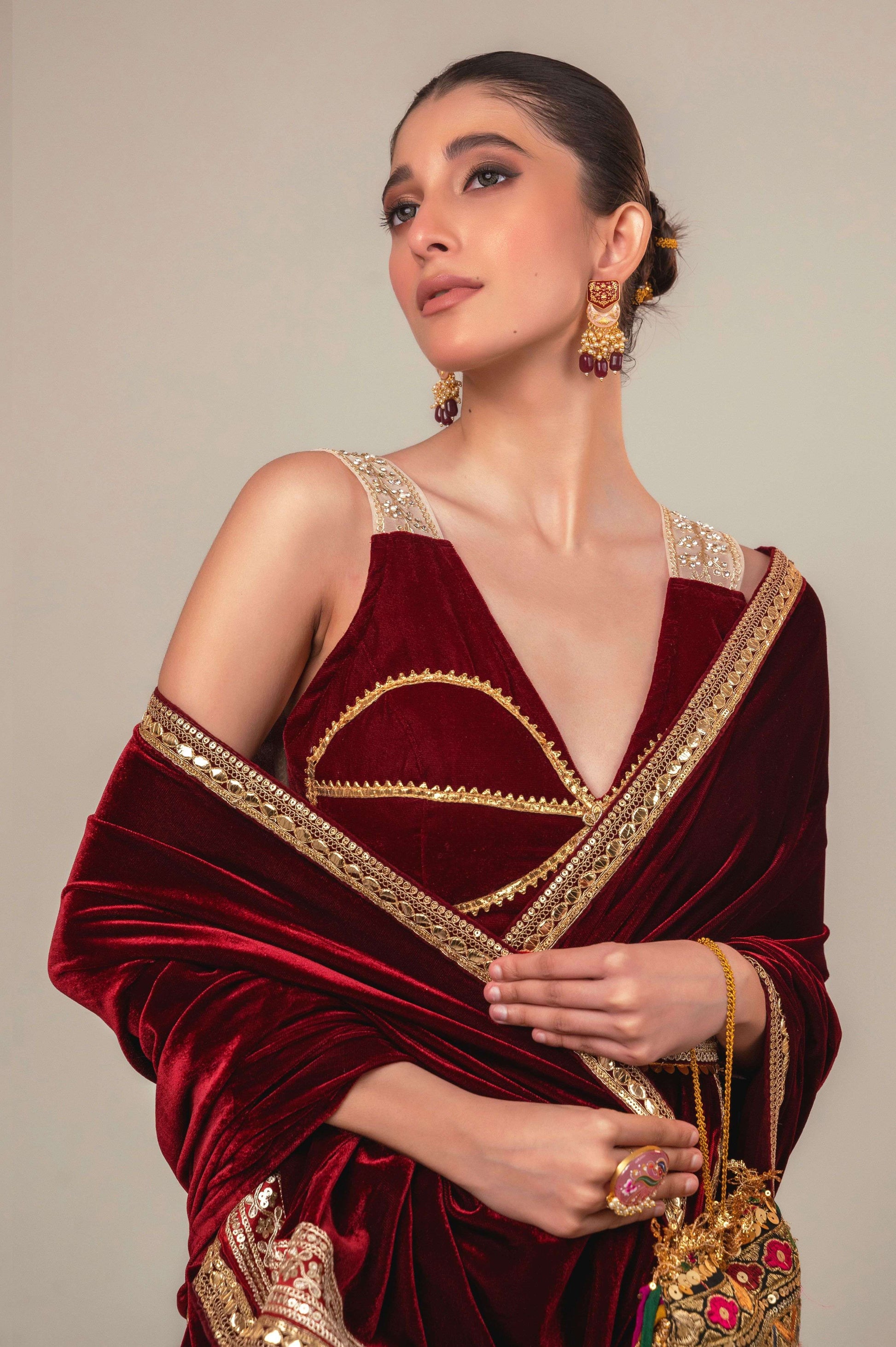 RUBY RUSH SAREE WITH MULBERRY MIST BLOUSE - 66Aura