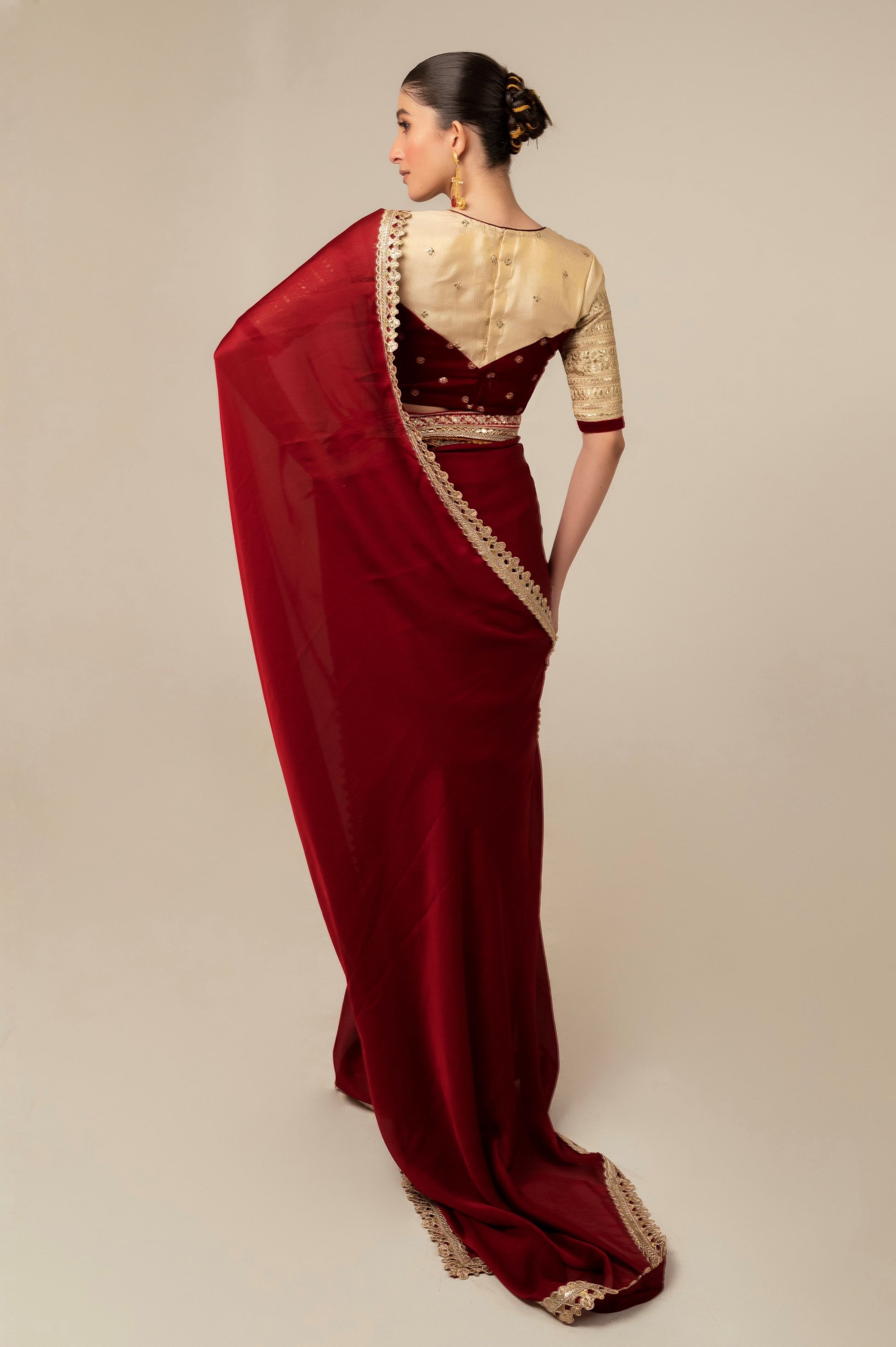 MOOD MUSE SAREE WITH CHERRY VANILLA BLOUSE - 66Aura