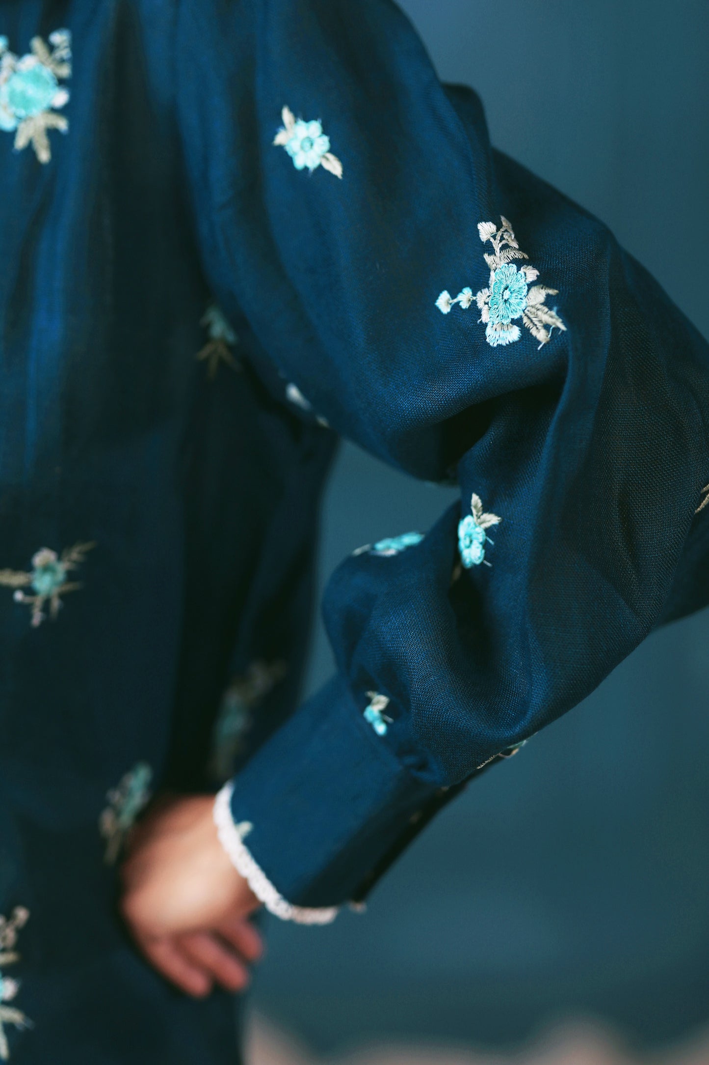 Navy Nexus oversized shirt by 66aura featuring a relaxed fit, long sleeves, and a casual, stylish design.