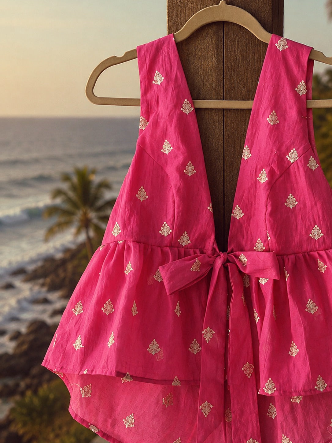 Pink chicken hang top from 66aura Cupid Crisis collection, featuring casual style with soft fabric and relaxed fit.